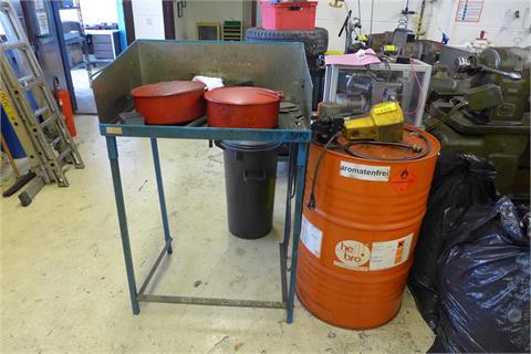 Kleinteilewaschplatz mit Waschtisch RKA incl. Pos. 47 Fasspumpe mit 200 Liter Fass