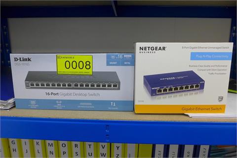 Desktop Switch D-Link DGS-1016S 16-Port Gigabit + 1 Switch NETGEAR GS108/8-Port Gigabit Ethernet Unmanaged