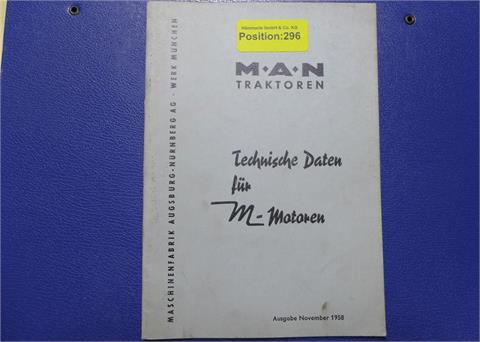 MAN TRAKTOREN - Technische Daten für M-Motoren, Ausgabe November 1958